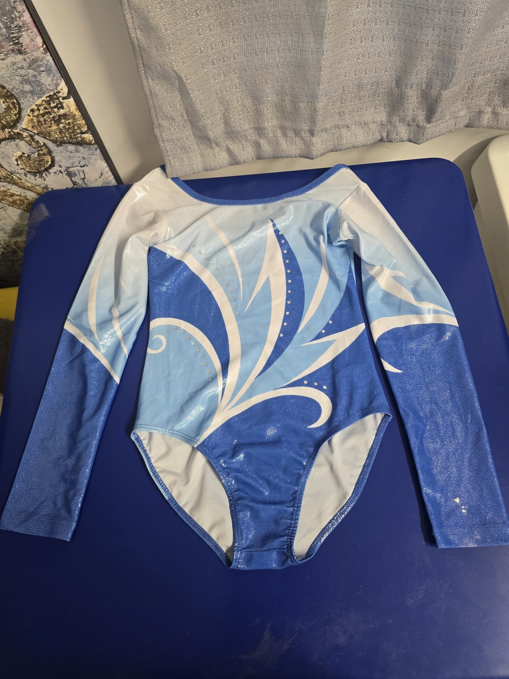Source Unknown Blue & Light Blue Long-Sleeve Gymnastics Leotard